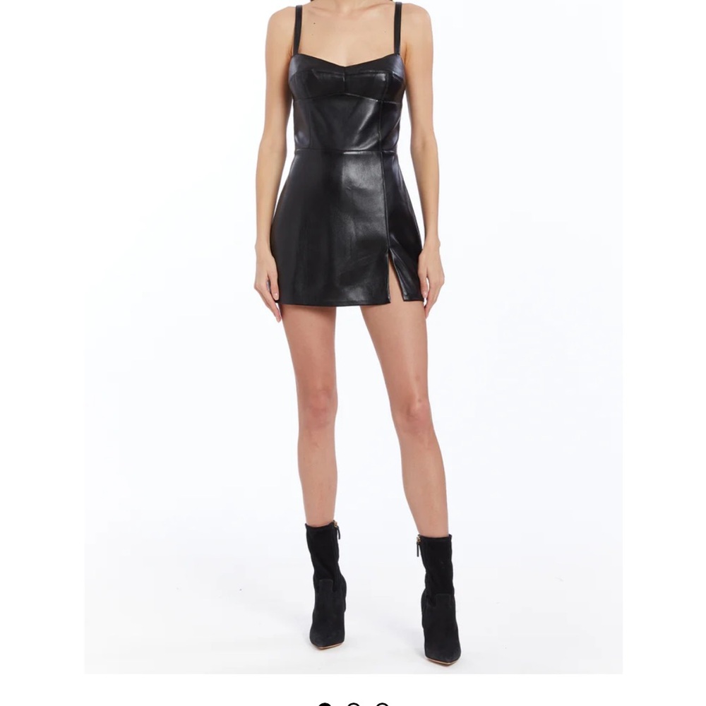 Amanda Uprichard Black Leather Mini Dress